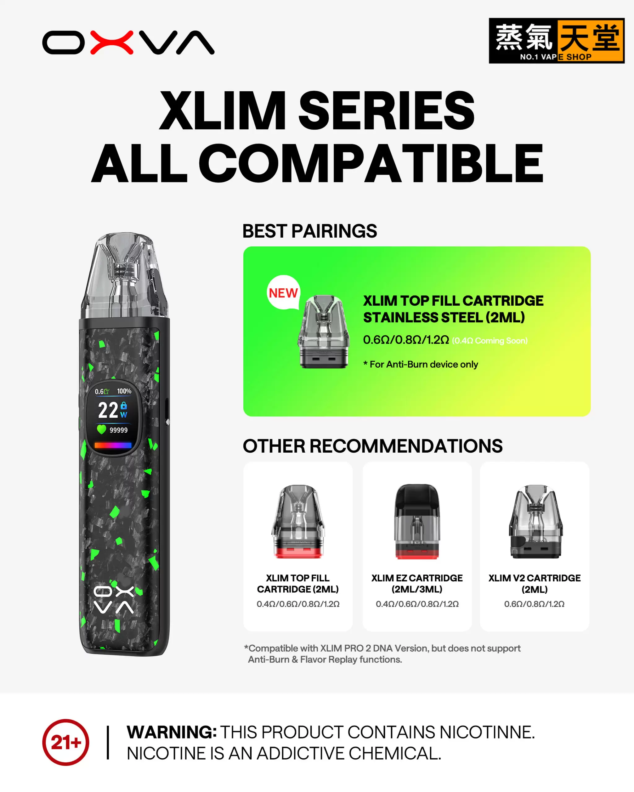 OXVA Xlim Pro 2 DNA 小蠻牛 – 全球首款 DNA 驅動 Pod 裝置